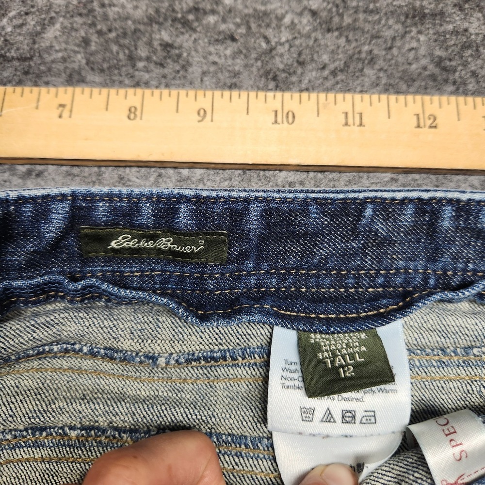 Eddie Bauer Womens Long Denim Jean Maxi Ankle Skirt Front Slit 12 Long - Picture 5 of 7